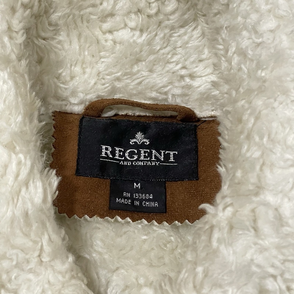 Regent & Company Jacket Faux Suede Women Medium Western Shearling Line Coat Yoke - Picture 3 of 16